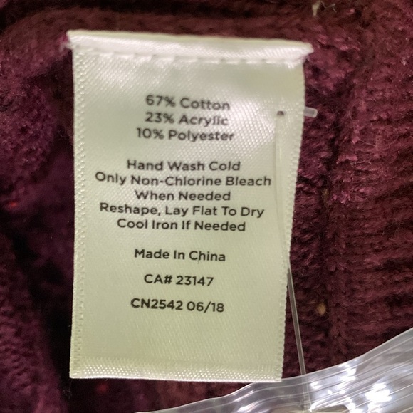 Talbots burgundy poncho/ cape cable knit size large - Picture 6 of 11